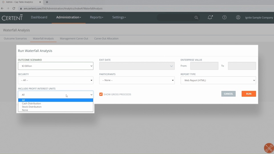 screenshot of Certent Equity Management